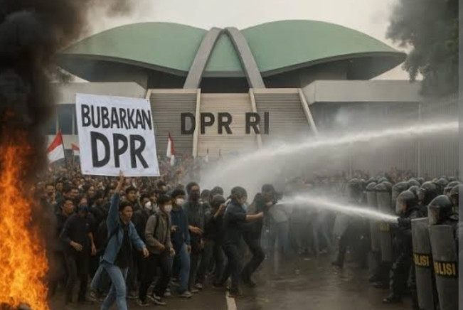 Ilustrasi aksi demo berujung ricuh akhir Agustus 2025 lalu. [Int]